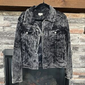 POL Distressed Black Corduroy Jacket